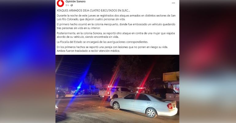 Fallecen 4 en ataque armado en San Luis Río Colorado