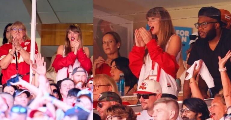 Taylor Swift en el balcón con madre de Travis Kelce