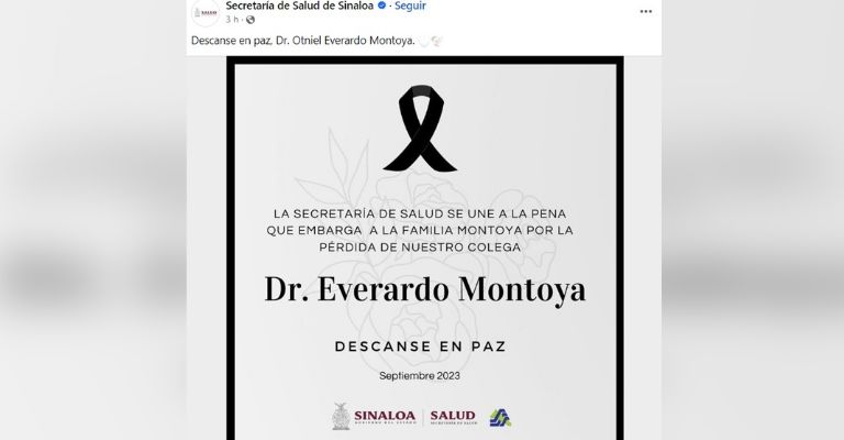Dr. Everardo Montoya es homenajeado tras fallecer en Culiacán