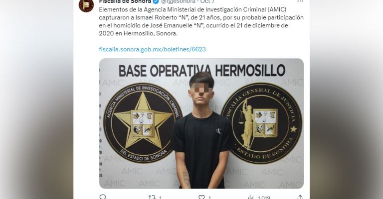 Ismael Roberto es detenido en Hermosillo por un homicidio ocurrido en 2020