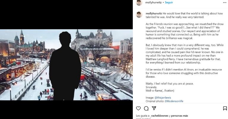 Molly Huwitz así recuerda a Matthew Perry