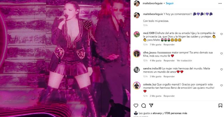 Maite Perroni le dedica emotiva canción a su madre en concierto de RBD