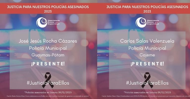 17 Policías son asesinados en Sonora a lo largo del 2023