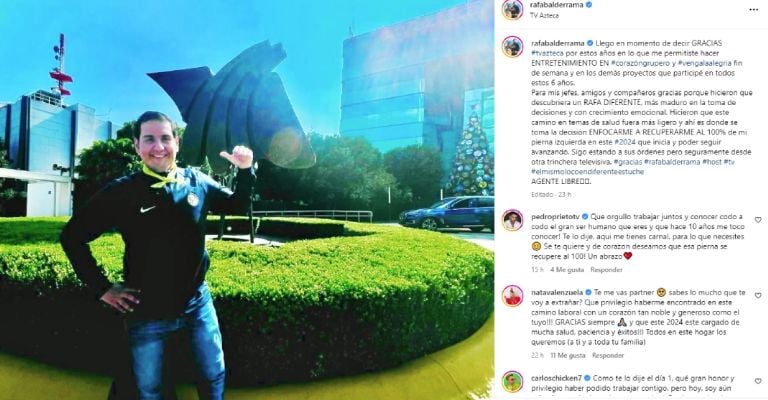 Rafael Balderrama confirma que deja TV Azteca y revela los motivos