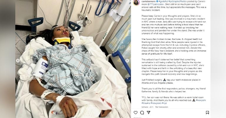 Carrie Bernans es arrollada en Nueva York y se encuentra grave