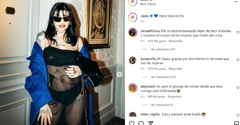 Cazzu así responde a los rumores de un embarazo con Christian Nodal