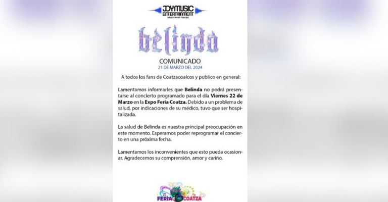 Belinda fue operada de emergencia