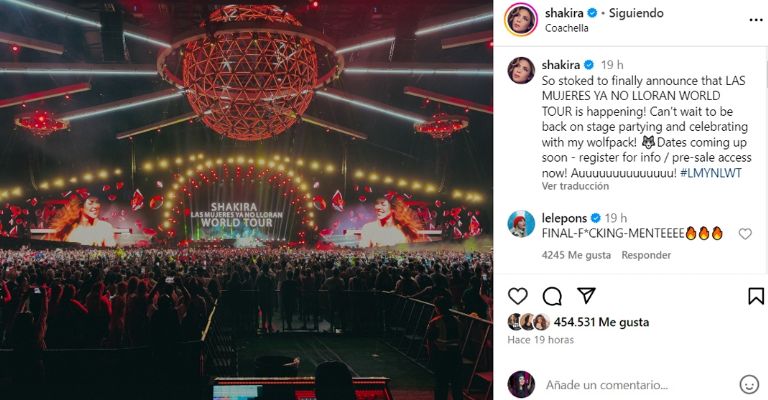 Shakira confirma el Las Mujeres Ya No Lloran 2024 World Tour durante su show en Coachella