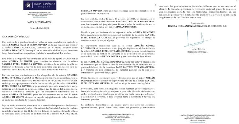 Nuja Amar manda contundente mensaje a Sandra Itzel ante demanda contra Adrián Di Monte
