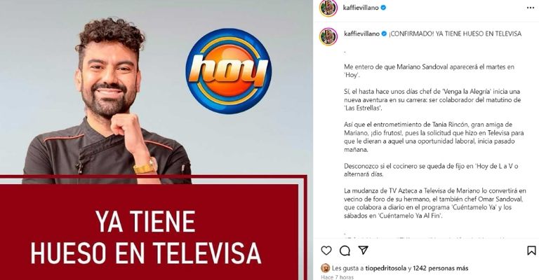 Mariano Sandoval tras dejar Venga la Alegría ya tendría trabajo en Hoy