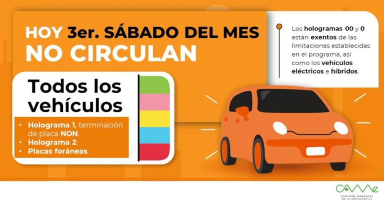 Conoce el Hoy No Circula este sábado 18 de mayo