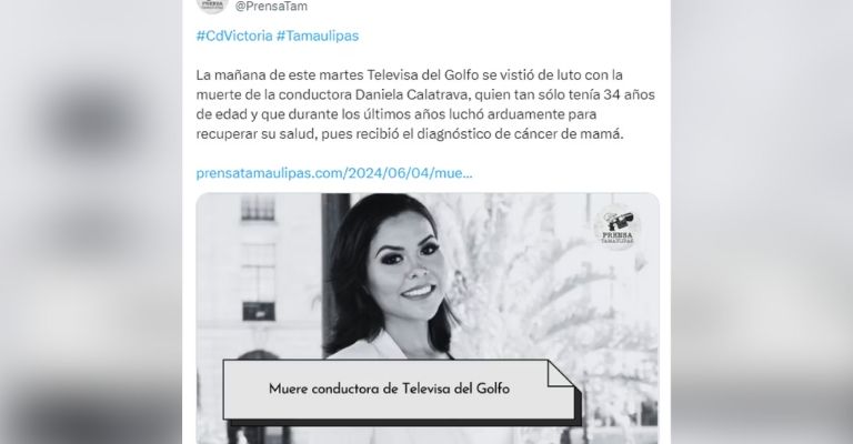 Daniella Calatrava, conductora de Televisa, fallece a causa de cáncer
