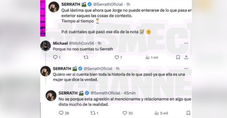 Serrath se burla de Ferka y afirma que ella no le robó a Jorge Losa