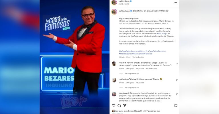 Mario Bezares sería confirmado para La Casa de los Famosos México