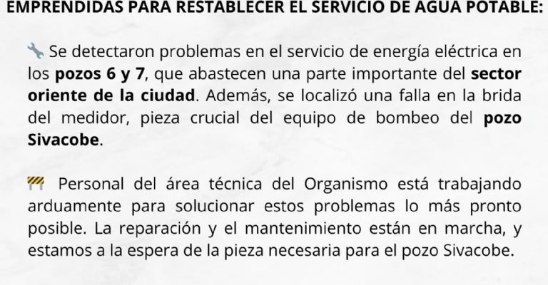 Las autoridades aseguraron que el problema radica en una falla del pozo