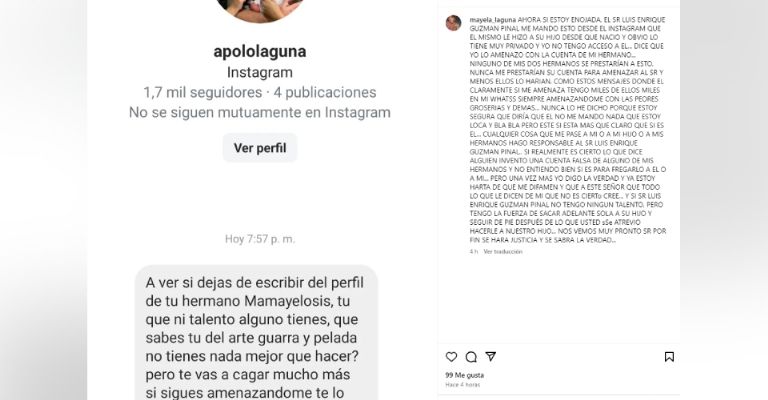 Mayela Laguna revela que Luis Enrique la amenazó y culpa al hijo de Silvia Pinal si le pasa algo