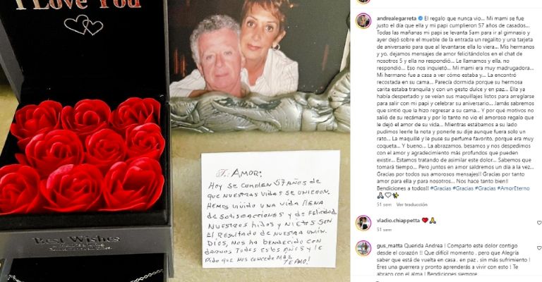 Andrea Legarreta le dedicó estas últimas palabras tras muerte de su madre, Isabel Martínez