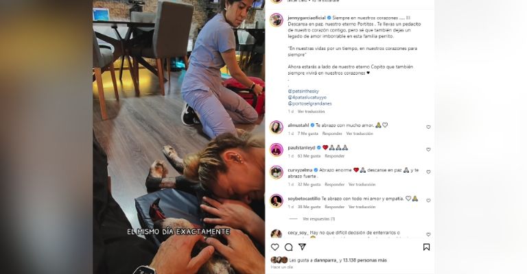 Jenny García confirma muerte de su hijo canino y se despide con emotivo mensaje