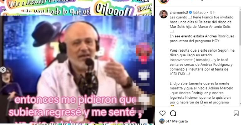 René Franco habría empujado e insultado a Andrea Rodríguez, productora de Hoy, al estar ebrio en evento