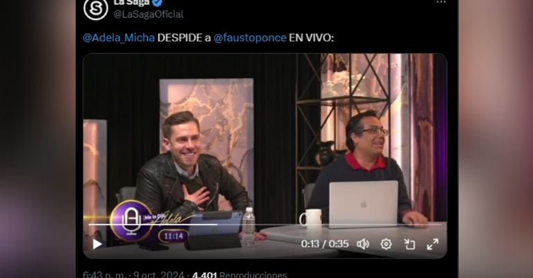 Adela Micha así despide a conductor en vivo de La Saga y esta fue su reacción