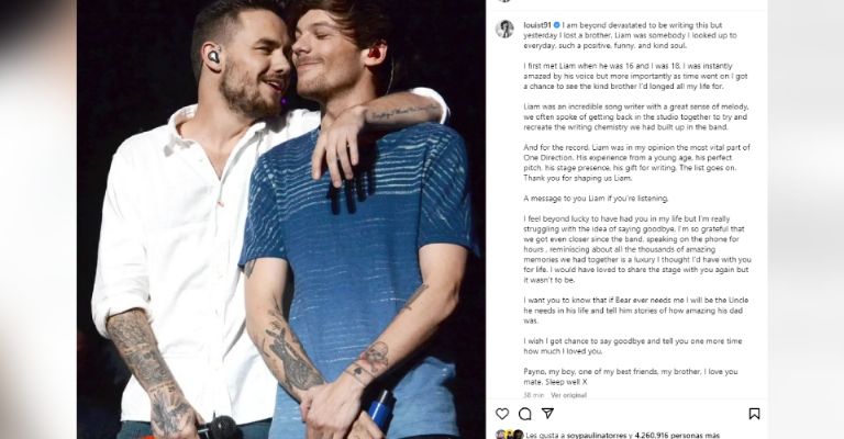 Louis Tomlinson se despide de Liam Payne tras su muerte con desgarrador mensaje