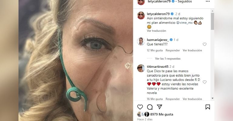 Lety Calderón estaría grave de salud y con oxigenación