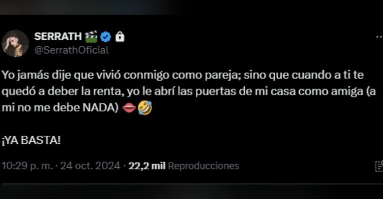 Serrath expone pruebas de que vivió con Jorge Losa tras ruptura con Ferka