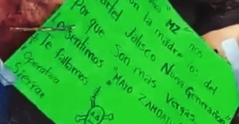 Este fue el mensaje dejado por parte del CJNG.