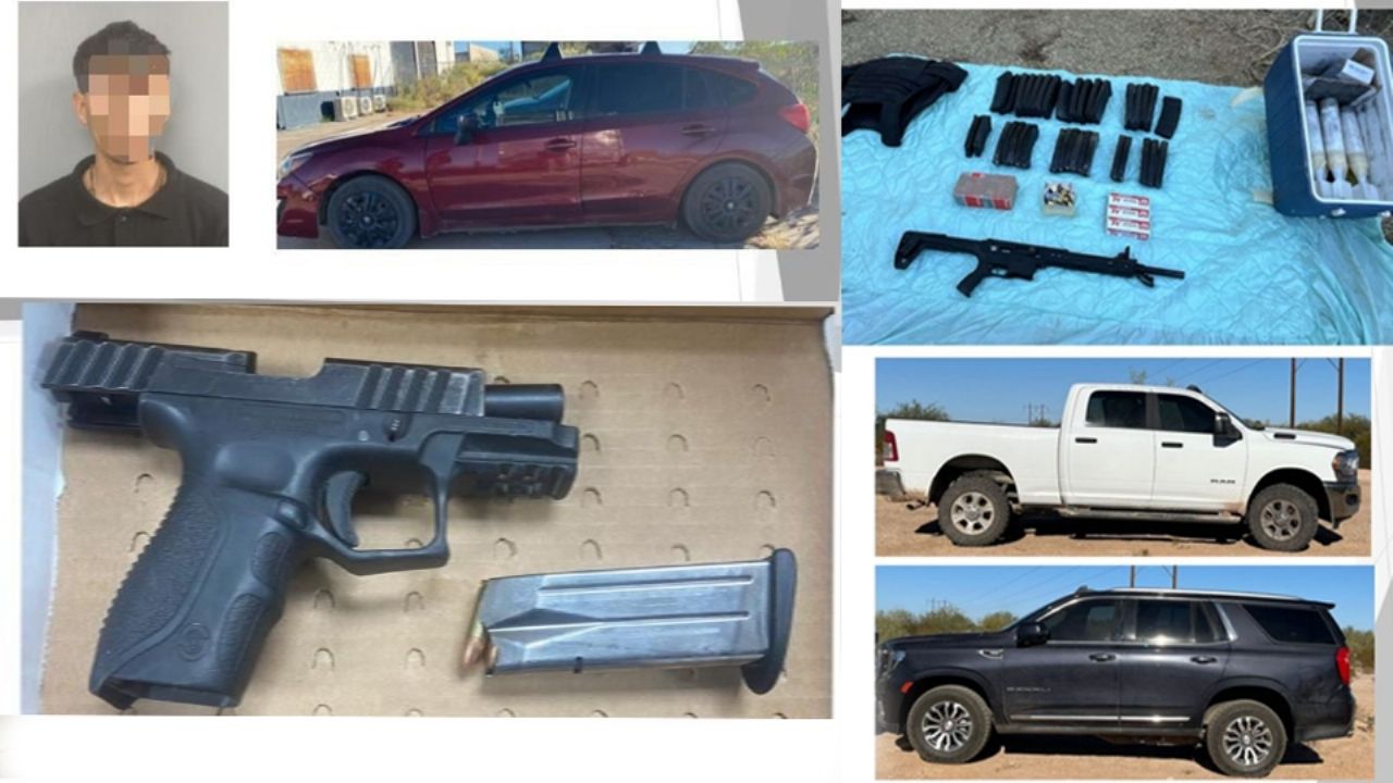Aseguran a dos sujetos, armamento, equipo táctico, vehículos y droga al norte de Sonora