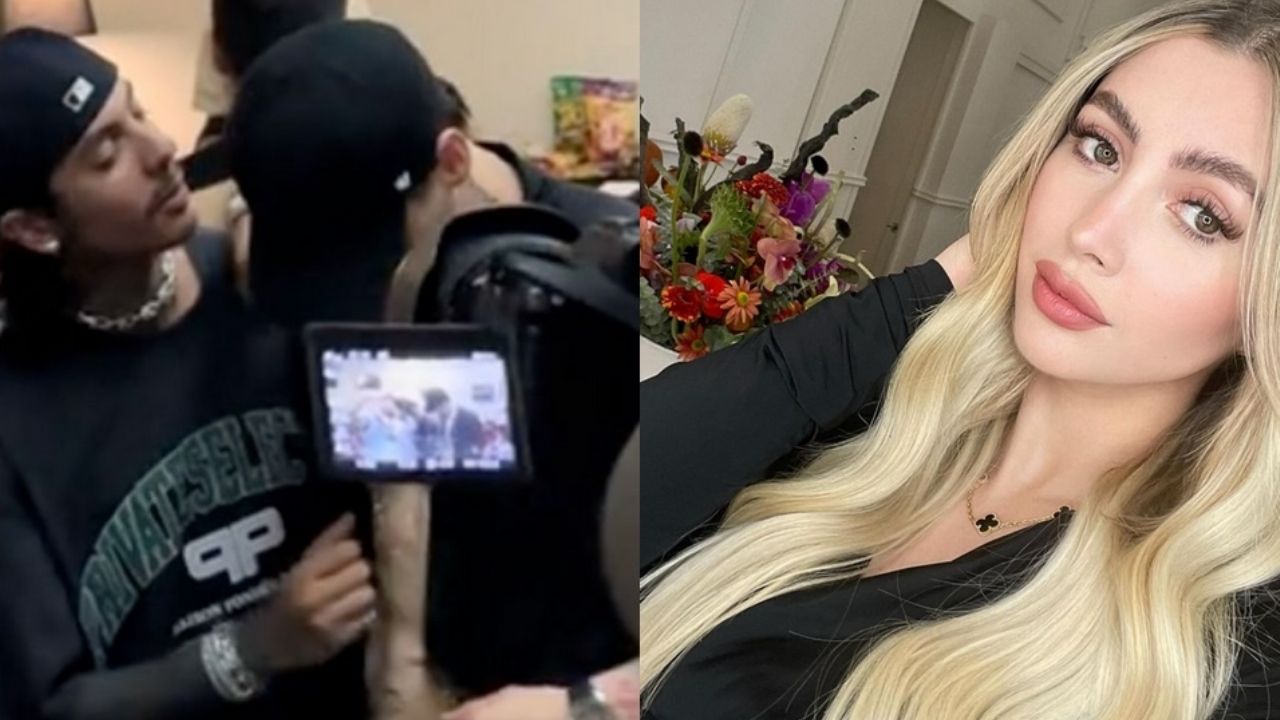 Filtran reacción de la novia de Peso Pluma al ver al cantante besarse con Natanael Cano
