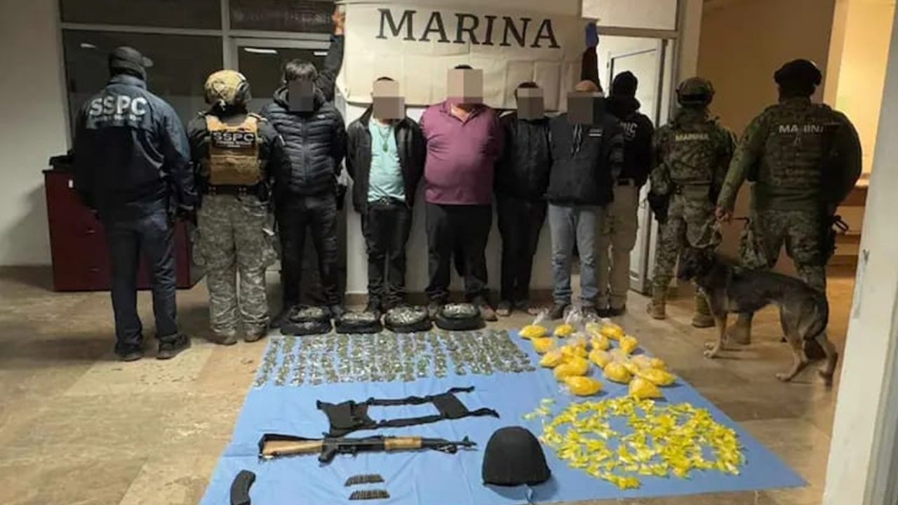 Golpe al narco en Ciudad Obregón: Detienen a 8 presuntos y aseguran arsenal y dosis de droga