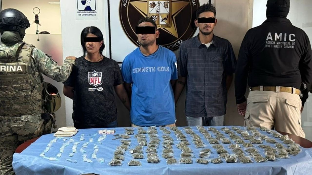 Detienen a tres narcomenudistas en Ciudad Obregón; les aseguran 148 dosis de droga