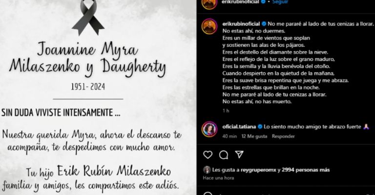 Erik Rubín confiesa la última voluntad de su madre tras su muerte