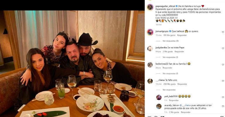 Pepe Aguilar celebra el fin del 2024 con foto familiar pero sin Christian Nodal