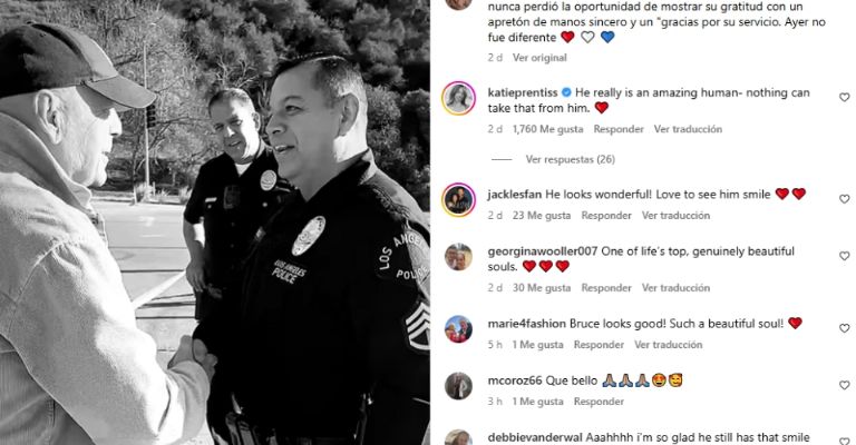 Bruce Willis aparece en zona de incendios en California junto a bomberos