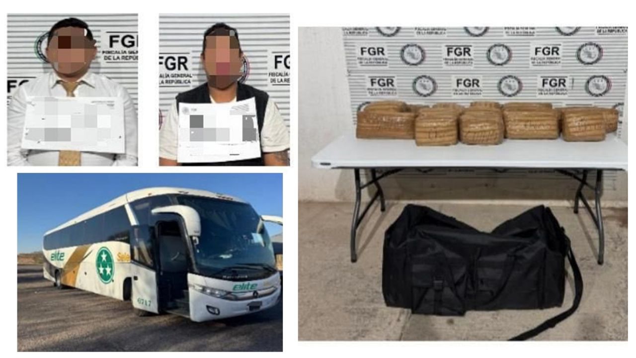 Arrestan a choferes de autobús en carretera de Sonora; llevaban 27 paquetes de droga