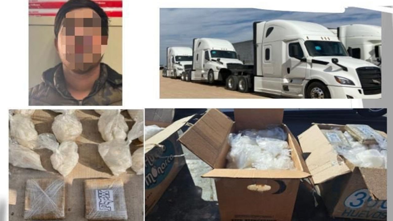 Arrestan a chofer de tráiler en carretera de Sonora; transportaba 150 bolsas de crystal