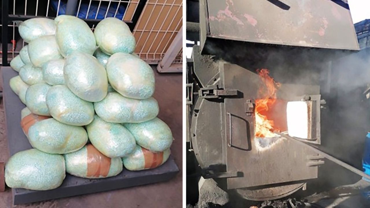 Incineran 2 millones de pastillas de fentanilo decomisadas en Sonora y Baja California