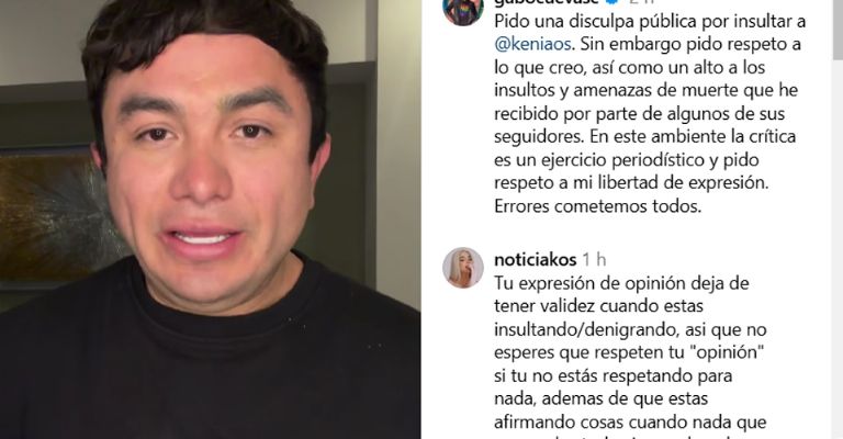 Gabo Cuevas denuncia amenazas tras insultar a Kenia Os, pidiendo una disculpa, pero no se retracta de lo dicho