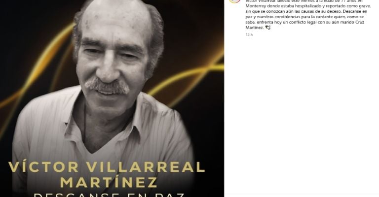 Cruz Martínez envía desgarrador mensaje por muerte del padre de Alicia Villarreal
