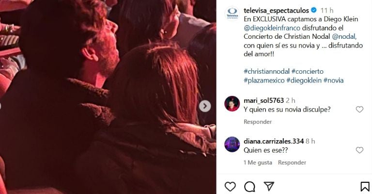 Diego Klein captado con su novia en concierto de Christian Nodal