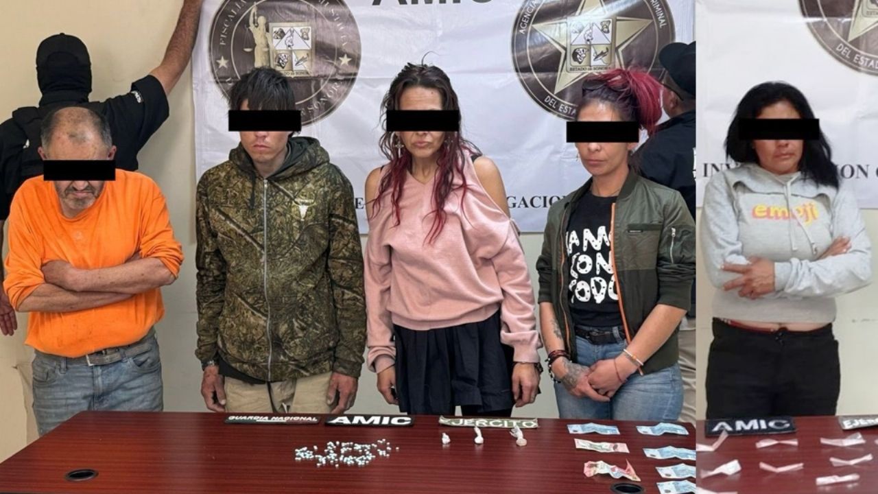 Capturan a dos hombres y tres mujeres por posesión de drogas en San Luis Río Colorado