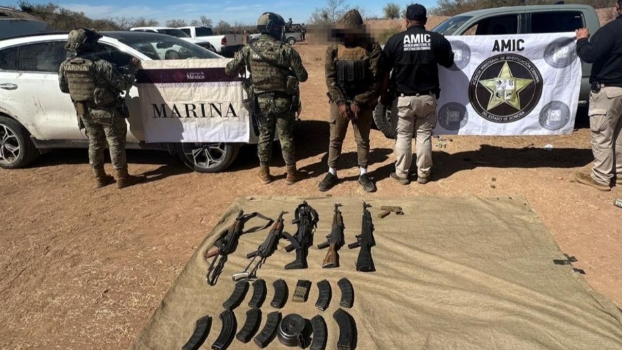 Golpe al narco en Sonora: Arrestan a uno y confiscan armas y equipo táctico en Trincheras
