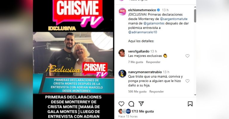 Crista Montes, madre de Gala Montes, da entrevista a Adrián Marcelo y hace fuerte confesión