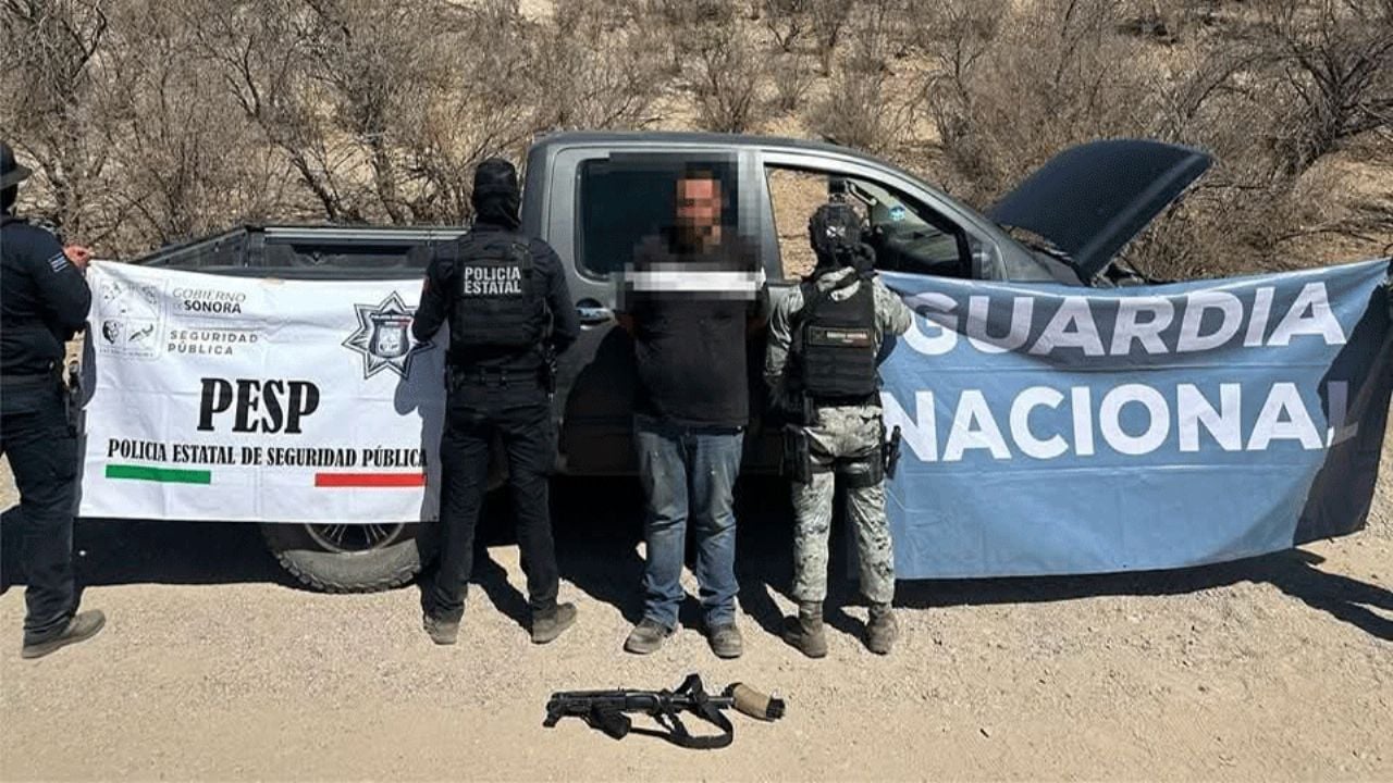 Detienen a sujeto por agredir a balazos a policías estatales al norte de Sonora