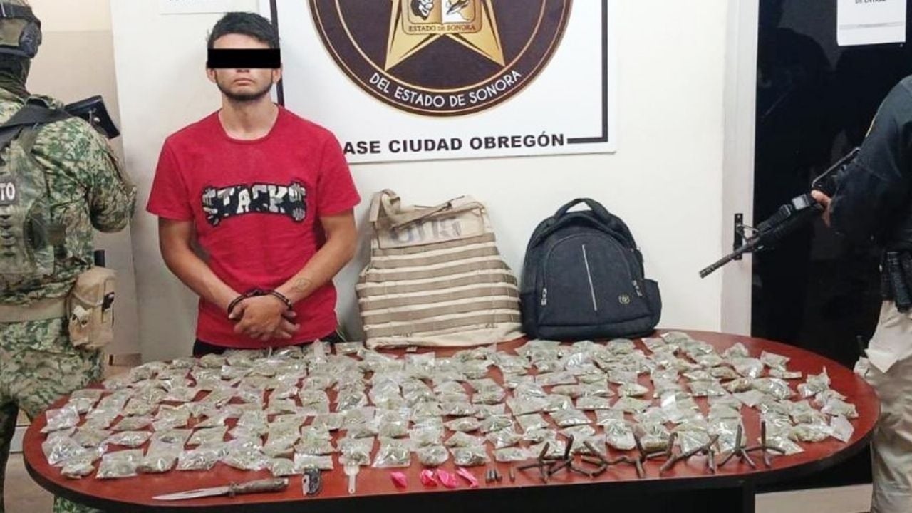 Capturan a sujeto armado y con más de 200 envoltorios de droga al sur de Ciudad Obregón