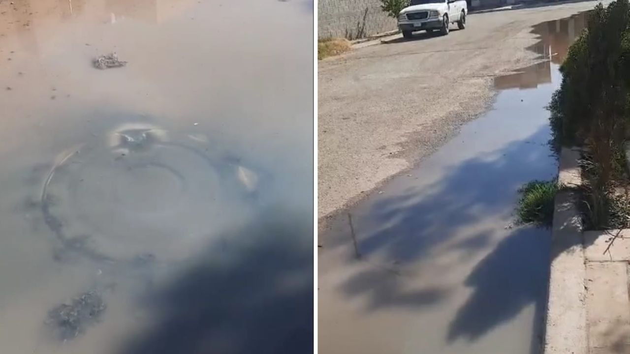 Fraccionamiento Santa María vive sumergido en aguas negras en Navojoa