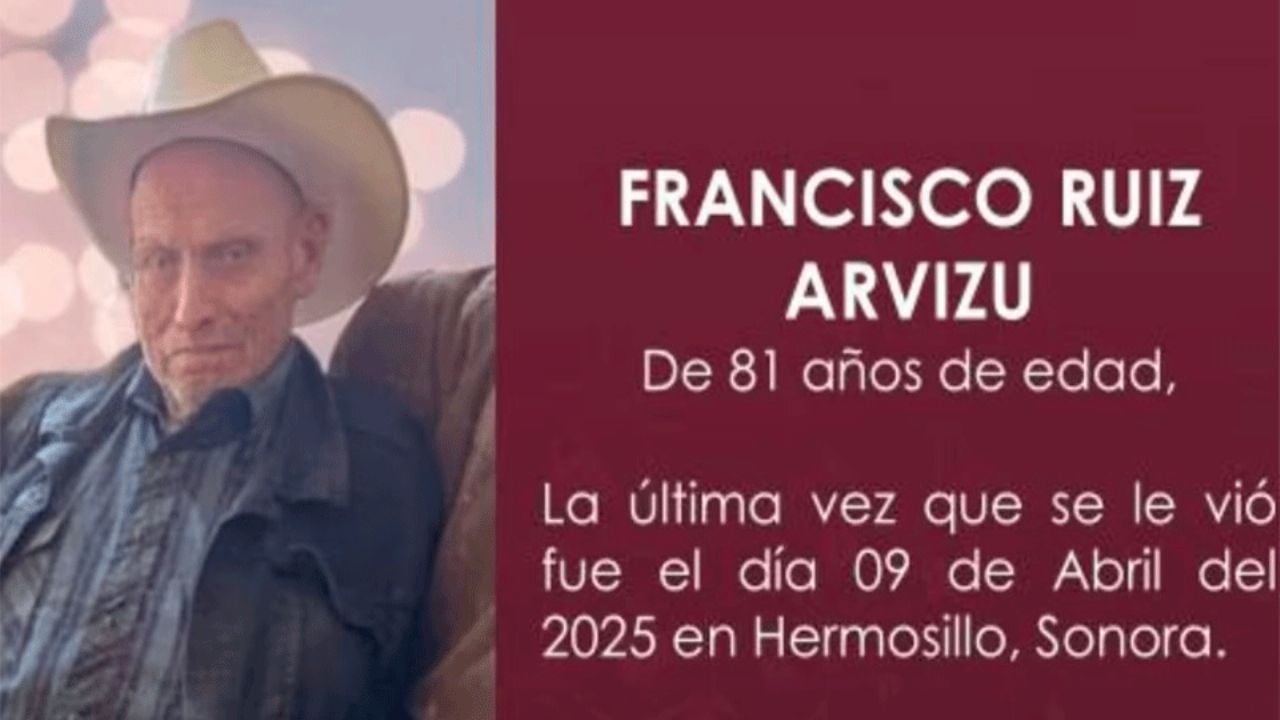 Localizan con vida a Francisco Ruiz Arvizu, adulto mayor desaparecido en Hermosillo