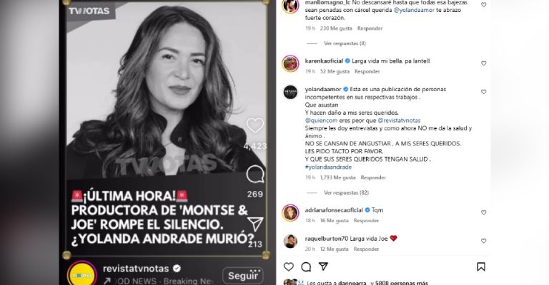Yolanda Andrade aparece tras anunciarse su muerte y hace fuerte petición