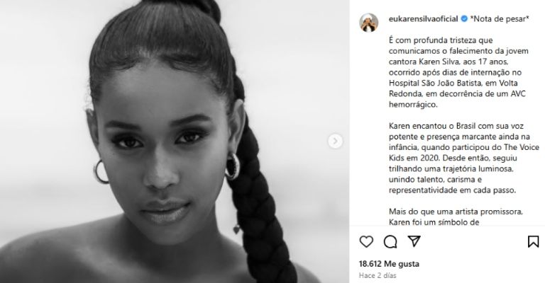 Fallece a los 17 años Karen Silva, estrella de La Voz Kids